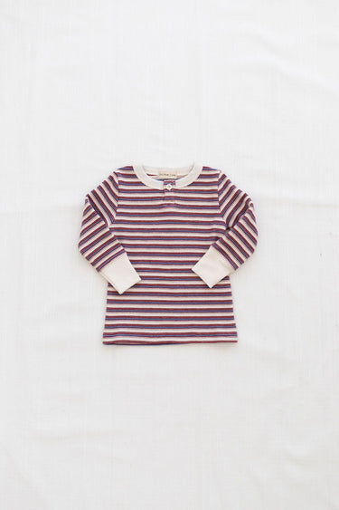 Fin & Vince Waffle Henley, Grain Sack Stripe